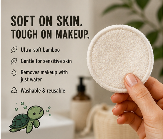 Reusable Makeup Pads — Organic Cotton & Bamboo, Washable (20-Pack + Mesh Bag)