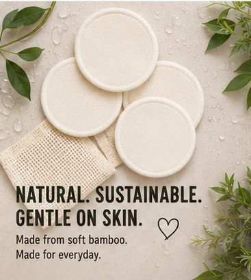 Reusable Makeup Pads — Organic Cotton & Bamboo, Washable (20-Pack + Mesh Bag)