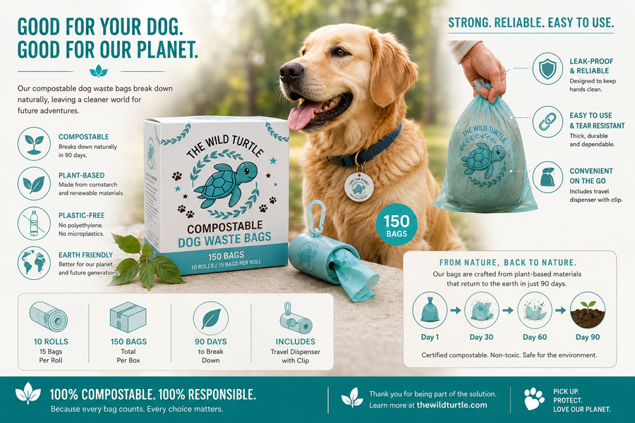 Dog Poop Bags β Compostable, Extra Thick, Leak-Proof 150 Bags Dispenser Included