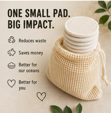 Reusable Makeup Pads — Organic Cotton & Bamboo, Washable (20-Pack + Mesh Bag)