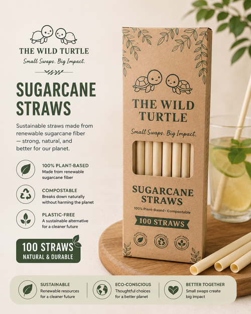 Sugarcane Straws — Compostable, No Soggy Paper Taste (100-Count)