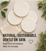 Reusable Makeup Pads — Organic Cotton & Bamboo, Washable (20-Pack + Mesh Bag)