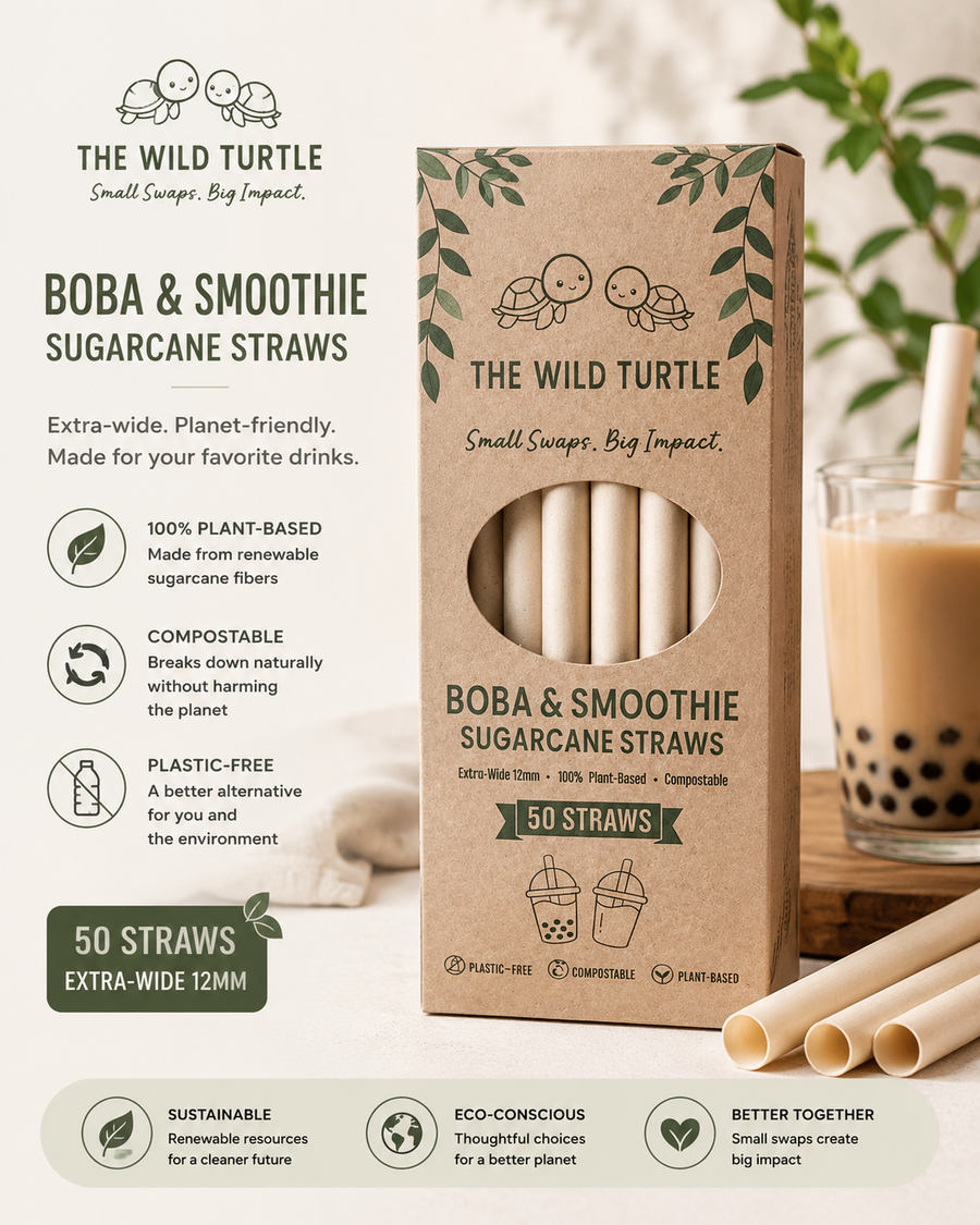 Boba Straws — Wide, Compostable, Sugarcane Fiber (50-Count)