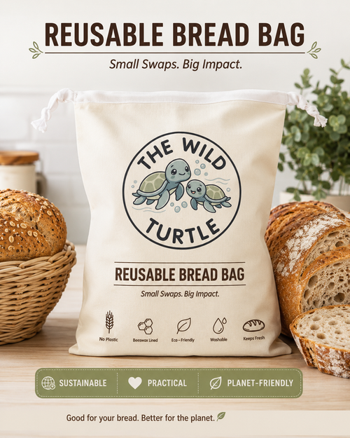 The Wild Turtle Reusable Beeswax and Cotton Bread Bag