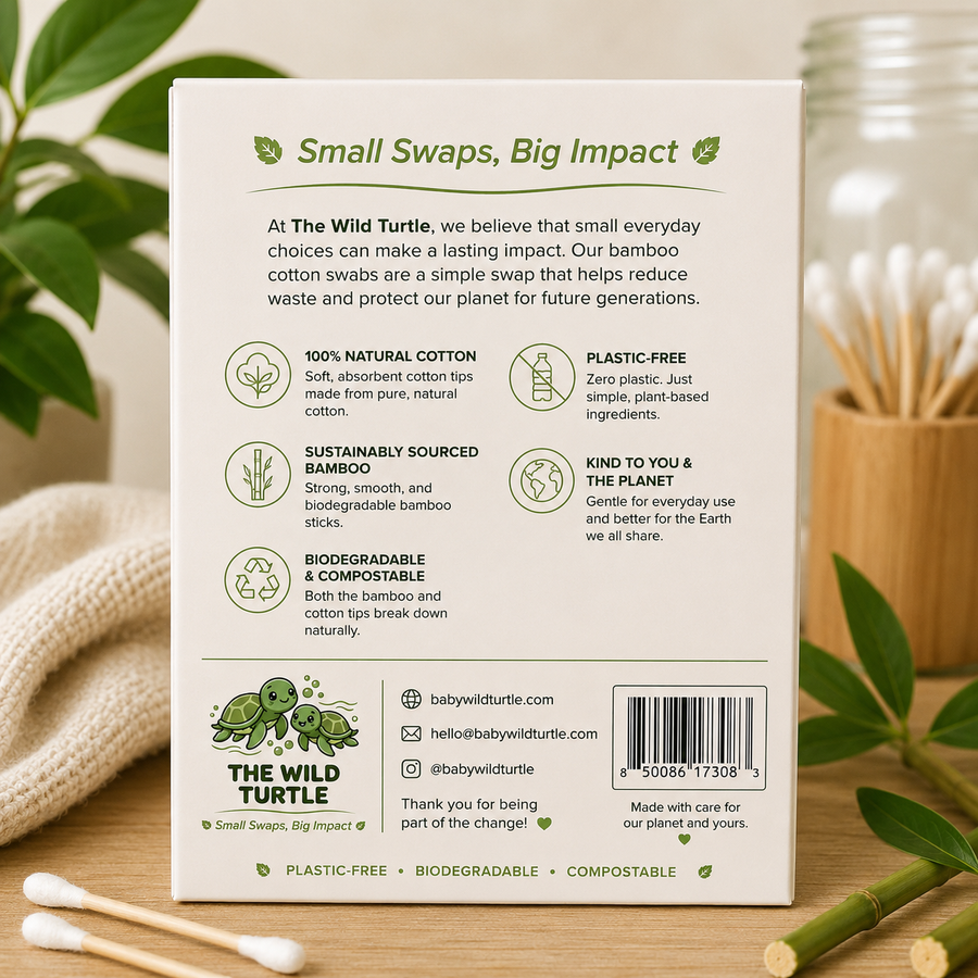 Bamboo Cotton Swabs — Plastic-Free, Biodegradable (200-Count)