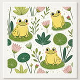 Frogs and Lily Pads Swedish dishcloth by My Rustic Roots