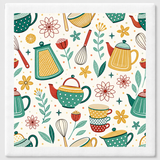 Vintage Teapots and Whisks Swedish dishcloth by My Rustic Roots