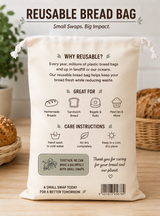 The Wild Turtle Reusable Beeswax and Cotton Bread Bag