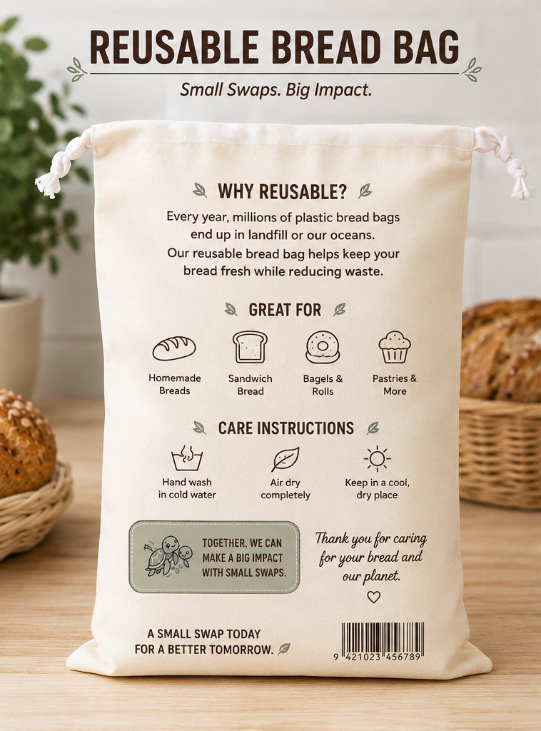 The Wild Turtle Reusable Beeswax and Cotton Bread Bag